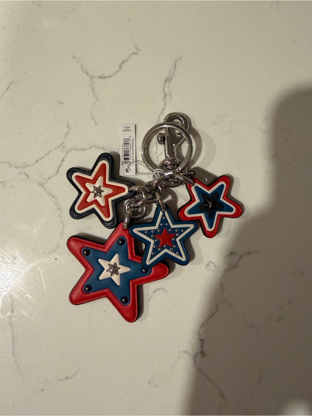 Coach Red, White & Blue Star Charm Keychain - Picture 2 of 2